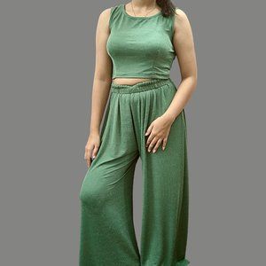Lycra Shine Fabric Green Plazzo Set